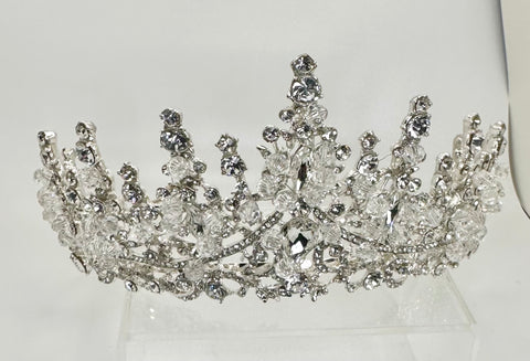 Silver Tiara with clear stones and crystals