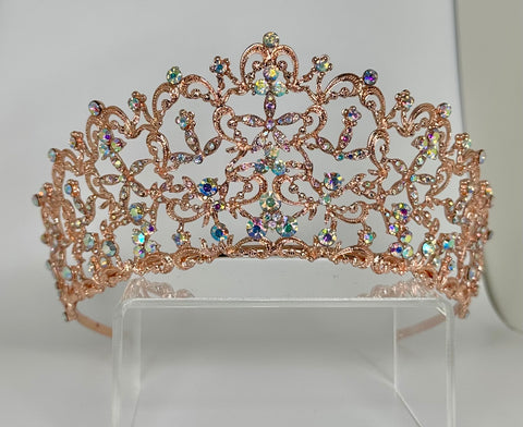 Rose gold Tiara/ crown with iridescent stones