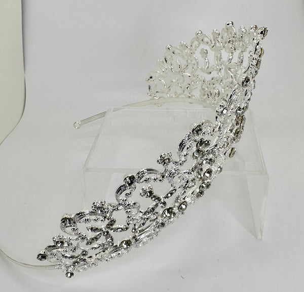 Silver tiara/crown with clear rhinestones