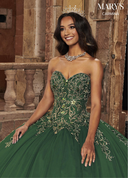 Mary’s Bridal MQ1087 in Emerald Green with Gold size 16