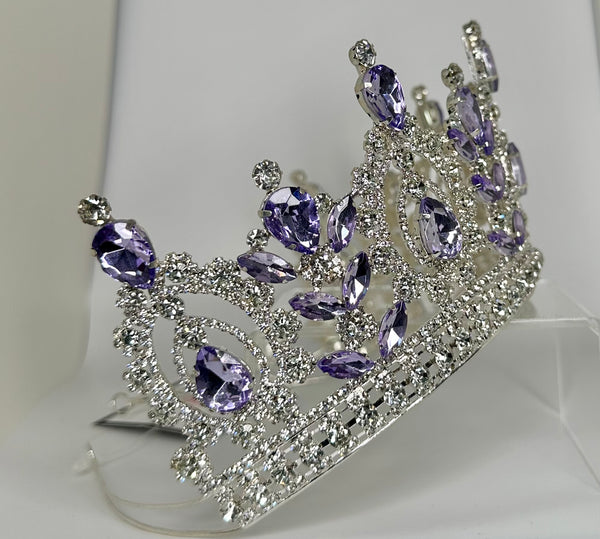 Silver tiara/ crown with lavender and clear stones