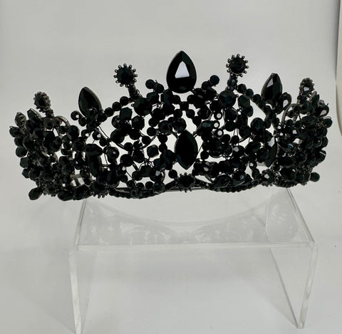 Gunmetal colored Tiara/Crown with Black stones