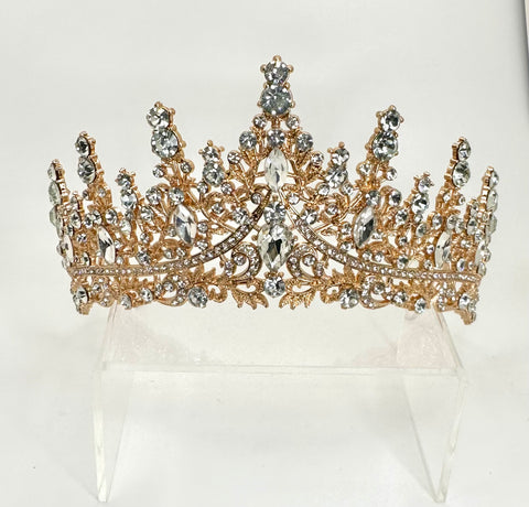 Dark gold tiara with clear stones