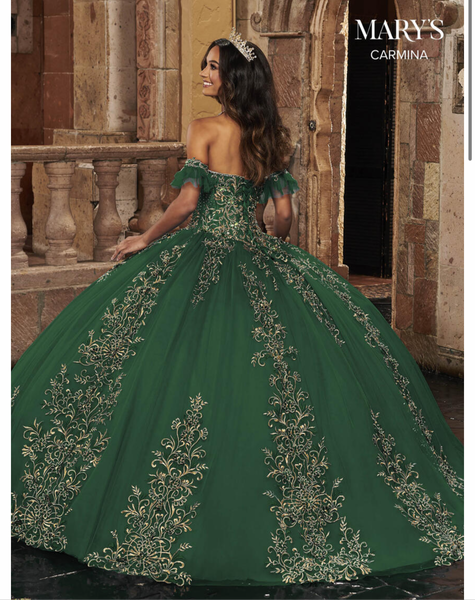 Mary’s Bridal MQ1087 in Emerald Green with Gold size 16