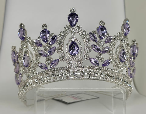 Silver tiara/ crown with lavender and clear stones