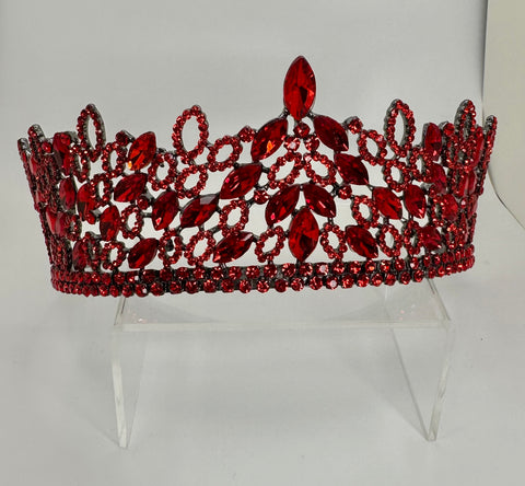 Gunmetal colored Tiara/crown with Red stones