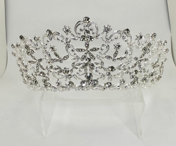 Silver tiara/crown with clear rhinestones