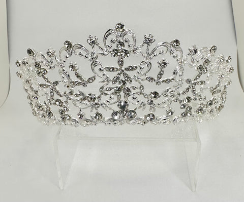 Silver tiara/crown with clear rhinestones