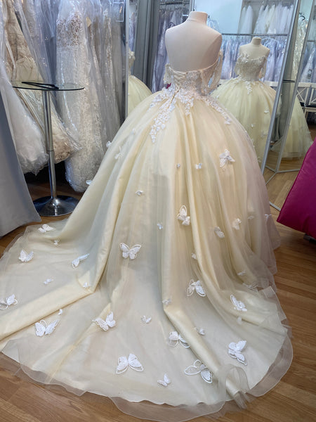 Quinceañera dress with butterflies