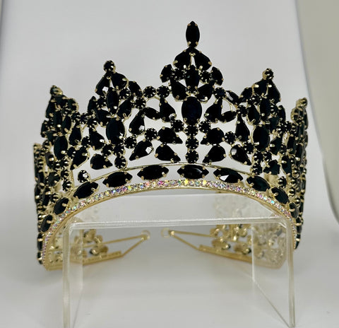 Gold crown/ tiara with black stones