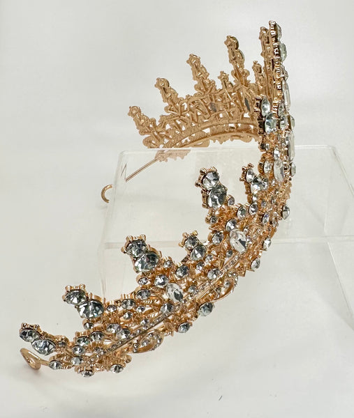 Dark gold tiara with clear stones