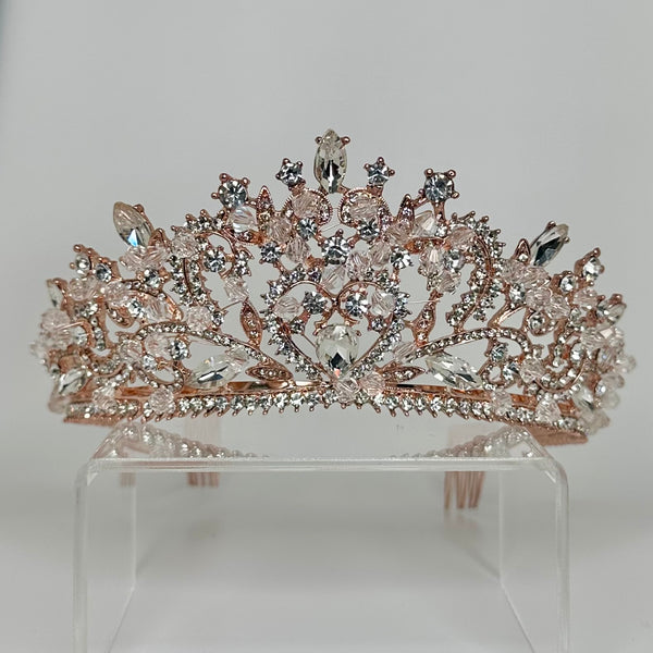 Rose gold Tiara with clear stones and crystals