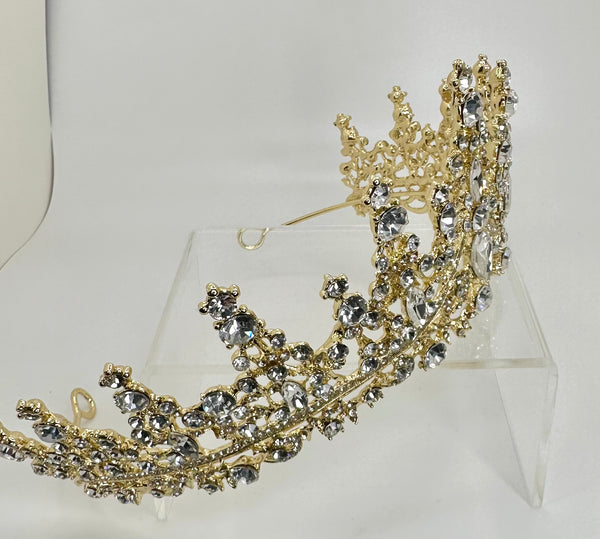 Gold Tiara with clear stones