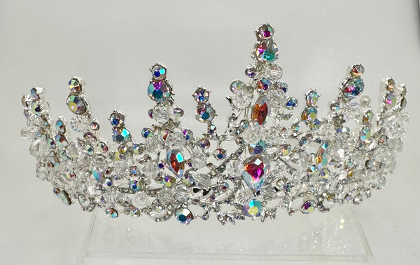 Silver tiara/ crown with iridescent stones