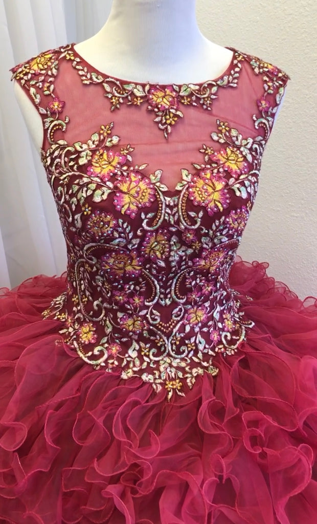 House of Wu Quinceañera Collection 26883 in Burgundy/multi size 8