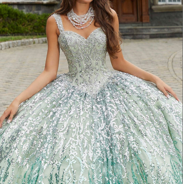 Morilee style 89401 in Sage and silver size 8