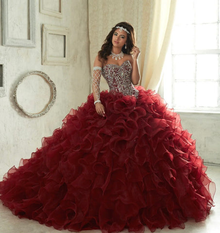 House of Wu Quinceañera Collection 26833 in Wine size 10