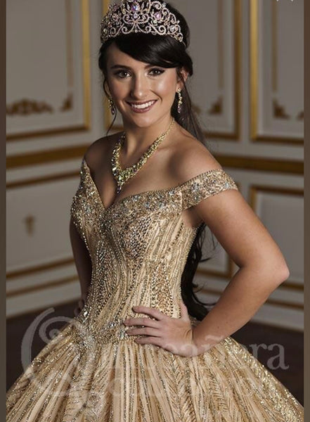 House of Wu Quinceañera style 26937 in Gold size 10