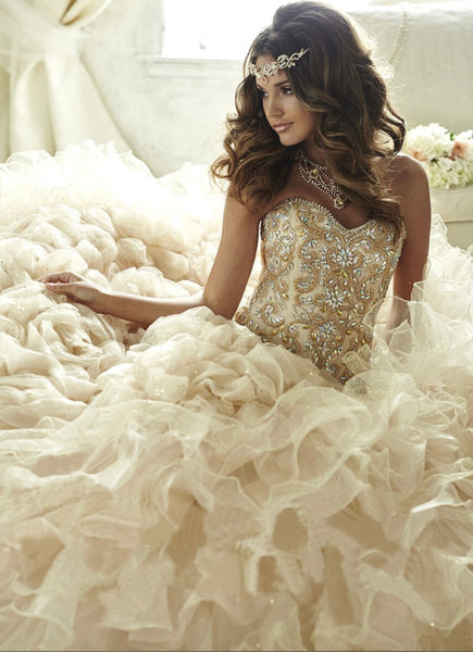 House of Wu Quinceañera Collection 26816 in Champagne size 8