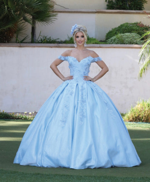 Dancing Queen 1501 - Off the shoulder light blue  Quinceañera dress, size small