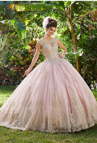 Morilee 34013 in Pink and Gold size 8