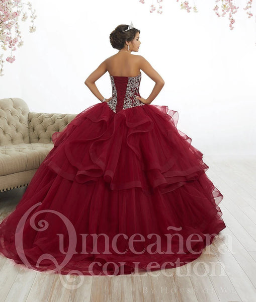 Quinceañera Collection style 26891 in wine , size 10.