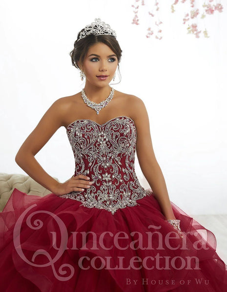 Quinceañera Collection style 26891 in wine , size 10.