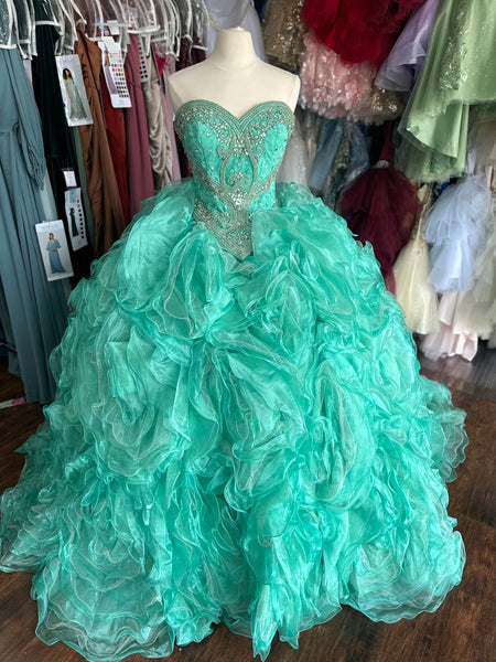 Quinceanera Collection 26801 in Aqua size 10