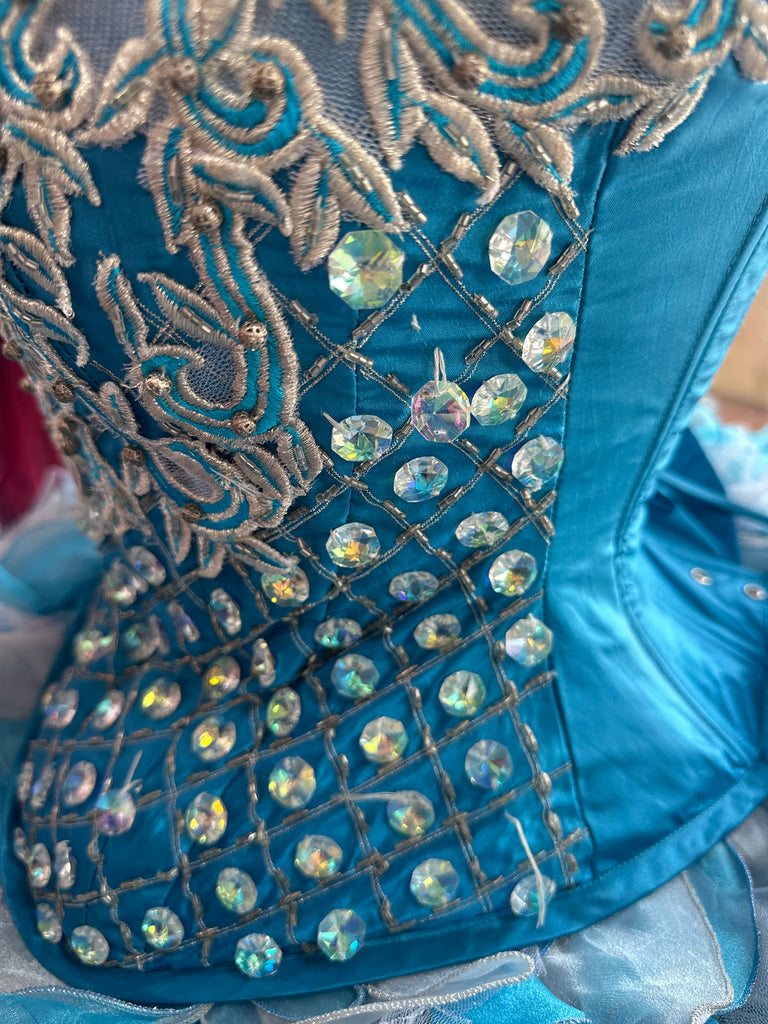 Bella Sera Quinceanera Dress in Turquoise and silver size 6 Irma's Bridal Boutique Bella Sera Quinceanera Dress in Turquoise and silver size 6 Irma's Bridal Boutique