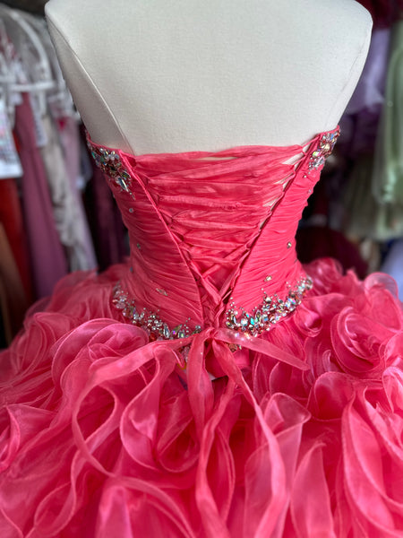 Disney Royal Ball Quinceanera Dress 41084 in Watermelon color size 6